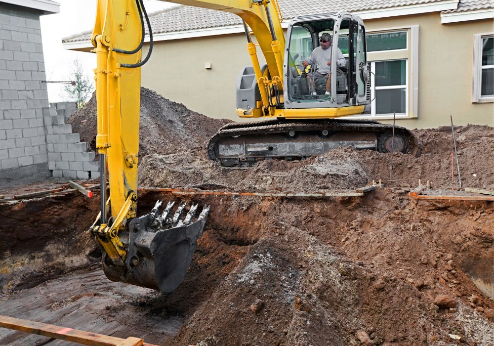 Excavator Digging With A Valid Dilapidation Report To Carry Out Work